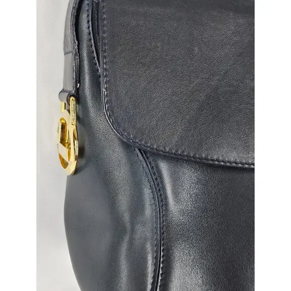 LANCEL VINTAGE BLACK LEATHER SHOULDER BAG – FRONT FLAP – MADE IN ITALY 10"x8"x4" - Picture 13 of 16